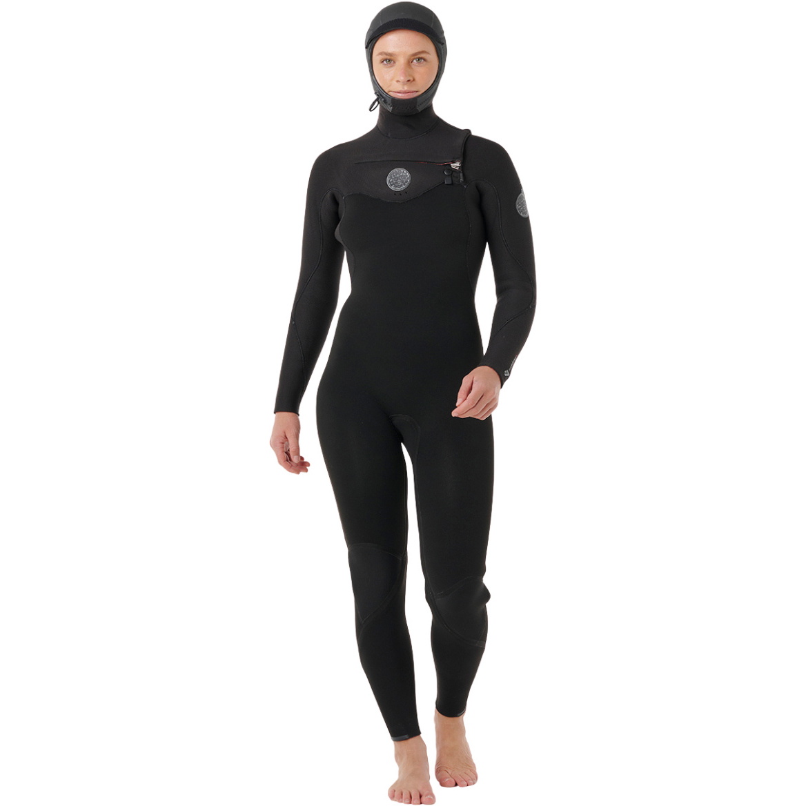 2026 Rip Curl Da Donna Flashbomb 6/4mm Con Cappuccio Chest Zip Muta 16FWFS - Black